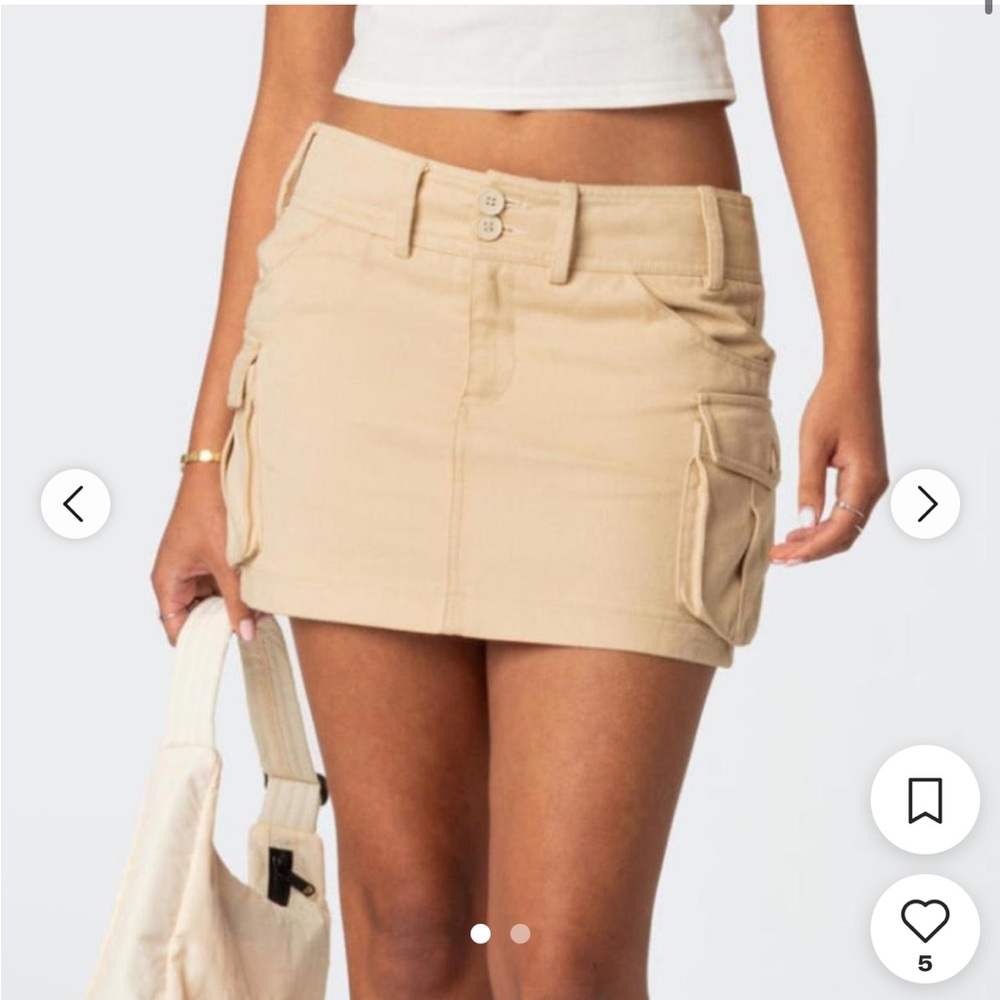 Edikted Tan Cargo Mini Skirt